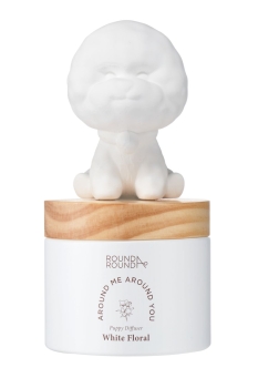 ROUND A'ROUND | Puppy Diffuser (Fluffy Bichon) White Floral